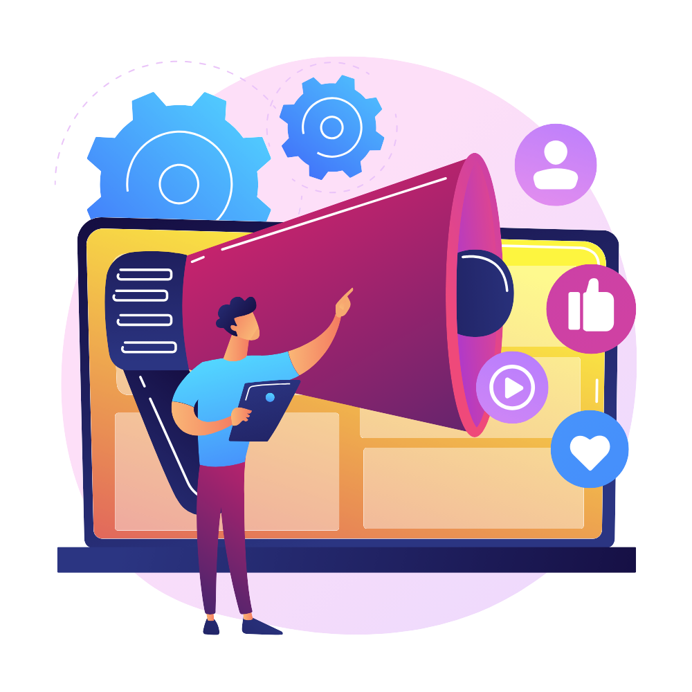 graphic illustration showing social media strategy