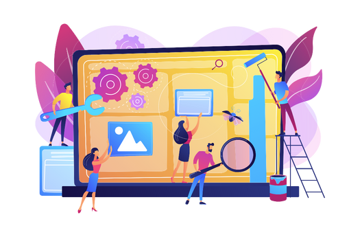 Graphic showing website redesign